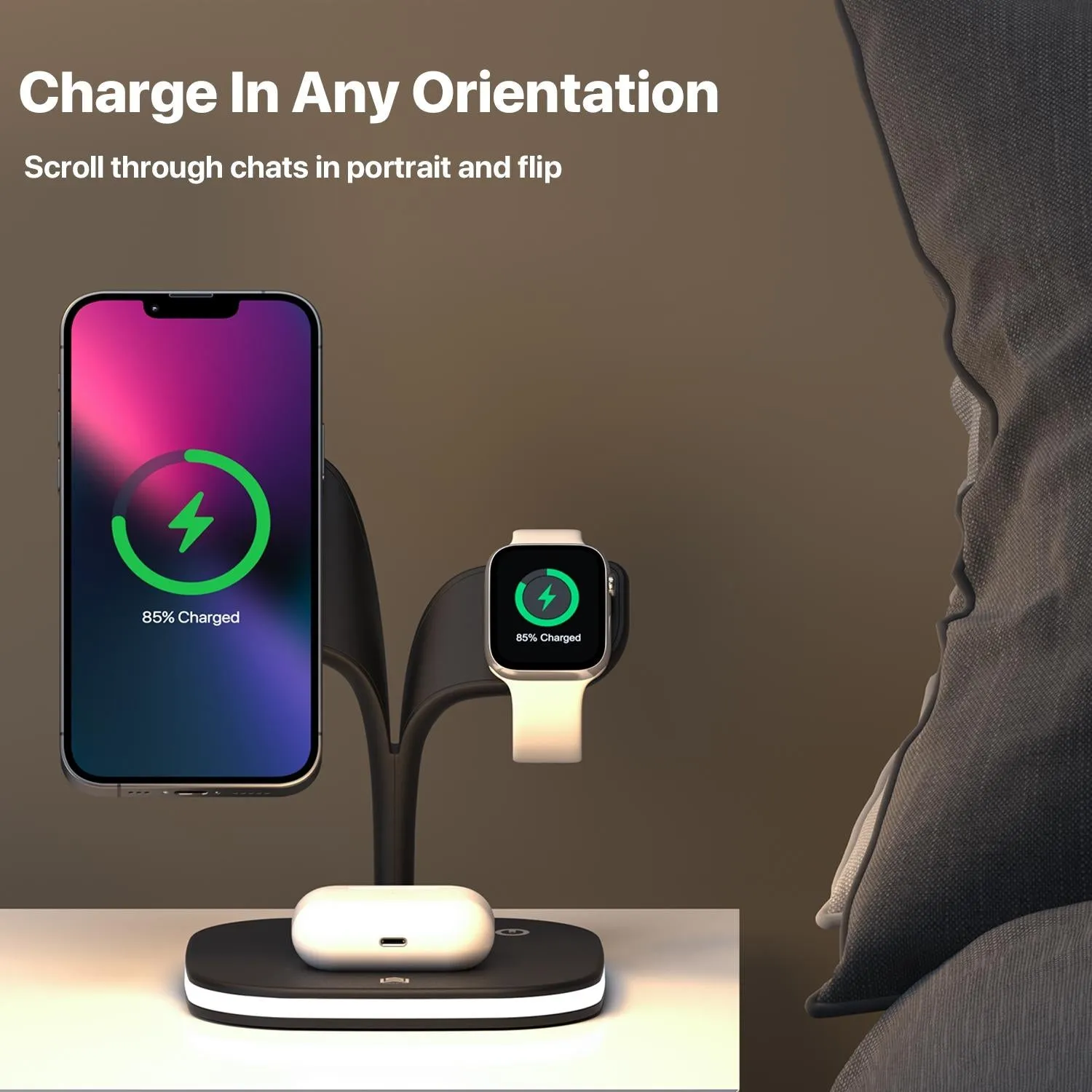 15W 5 In 1 Magnetic Wireless Charger With Stand