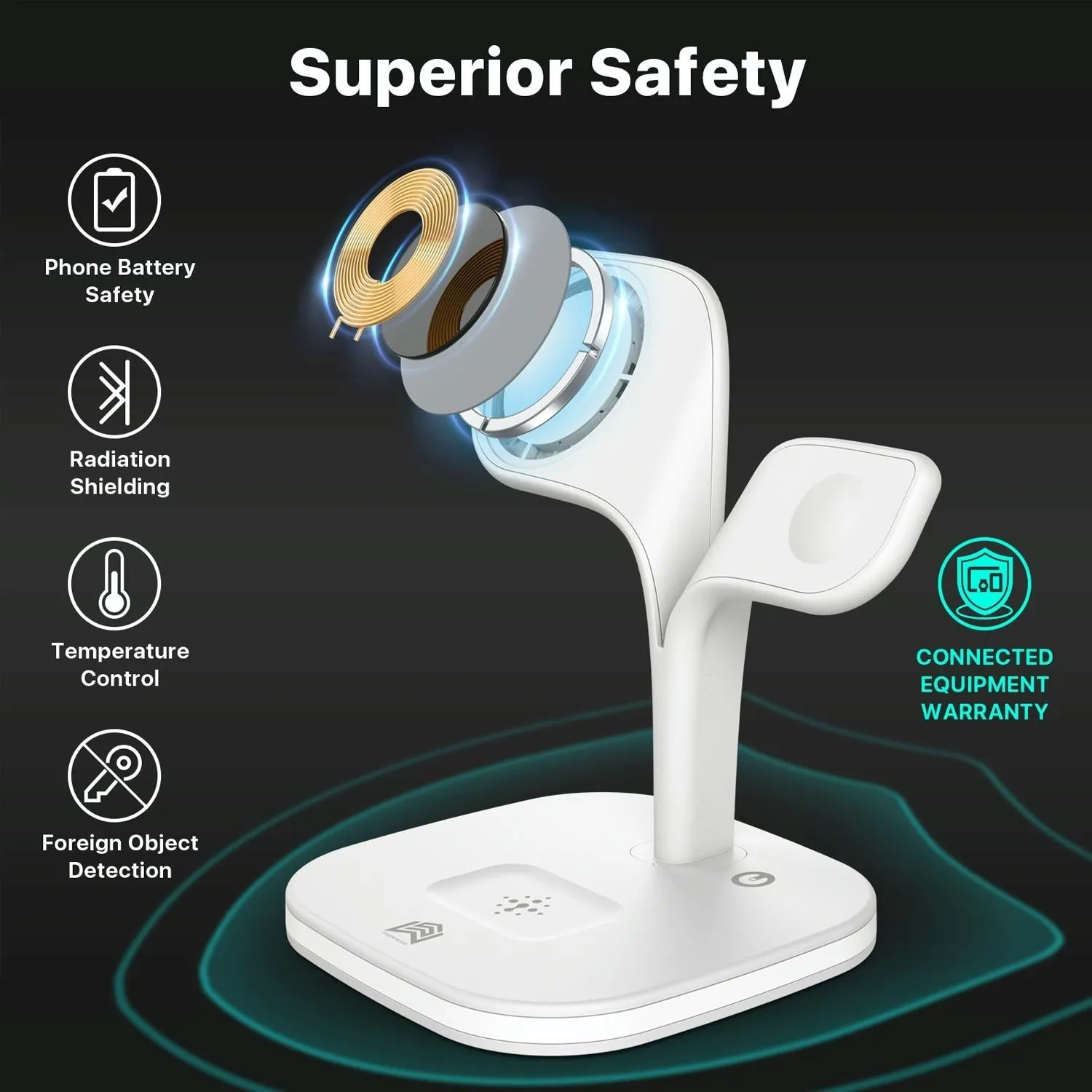 15W 5 In 1 Magnetic Wireless Charger With Stand