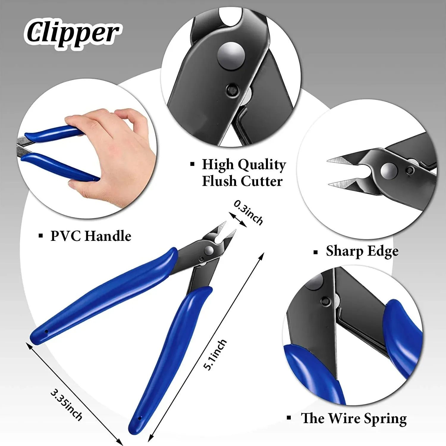 170 Blue Flush Cutter | Mini Diagonal Cutting Pliers | Side Cutter Nippers | Wire Cutter