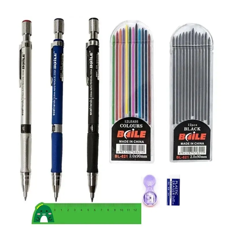 2.0mm Mechanical Pencil Set with 2b Lead Refill and Eraser for Writing and Sketching