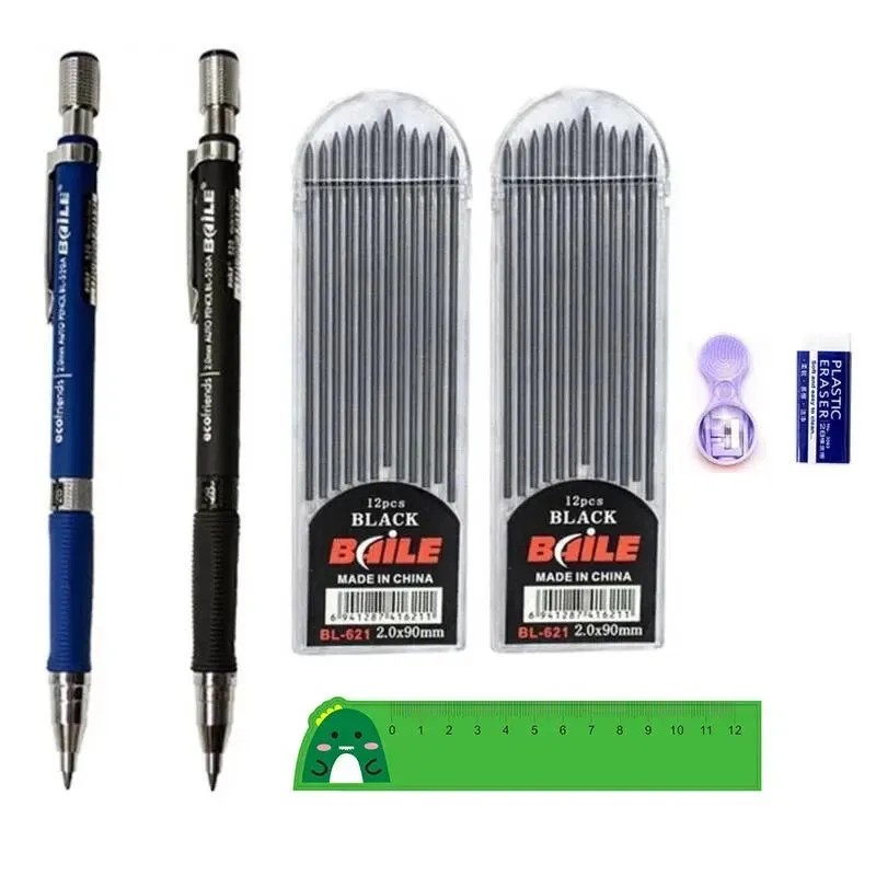 2.0mm Mechanical Pencil Set with 2b Lead Refill and Eraser for Writing and Sketching