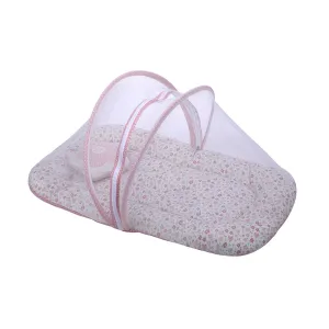 Abracadabra Gadda Set with Mosquito Net & Shaped Pillow Vintage Floral Theme - Pink