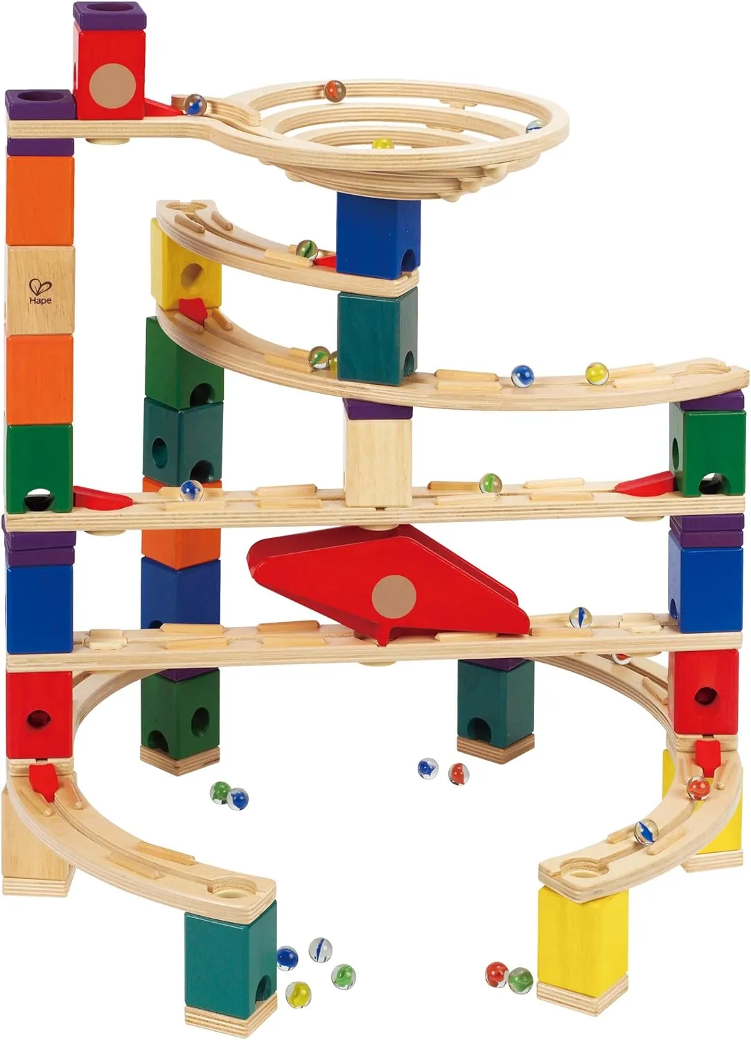 Award Winning Hape Quadrilla Wooden Marble Run Construction - The Xcellerator