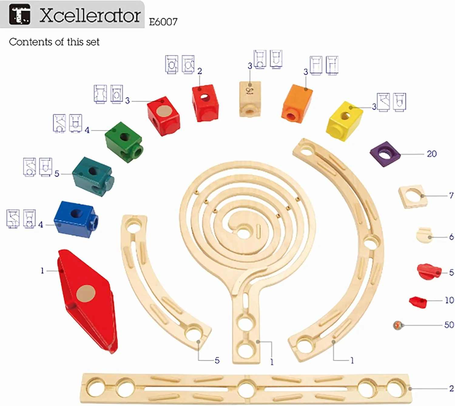 Award Winning Hape Quadrilla Wooden Marble Run Construction - The Xcellerator