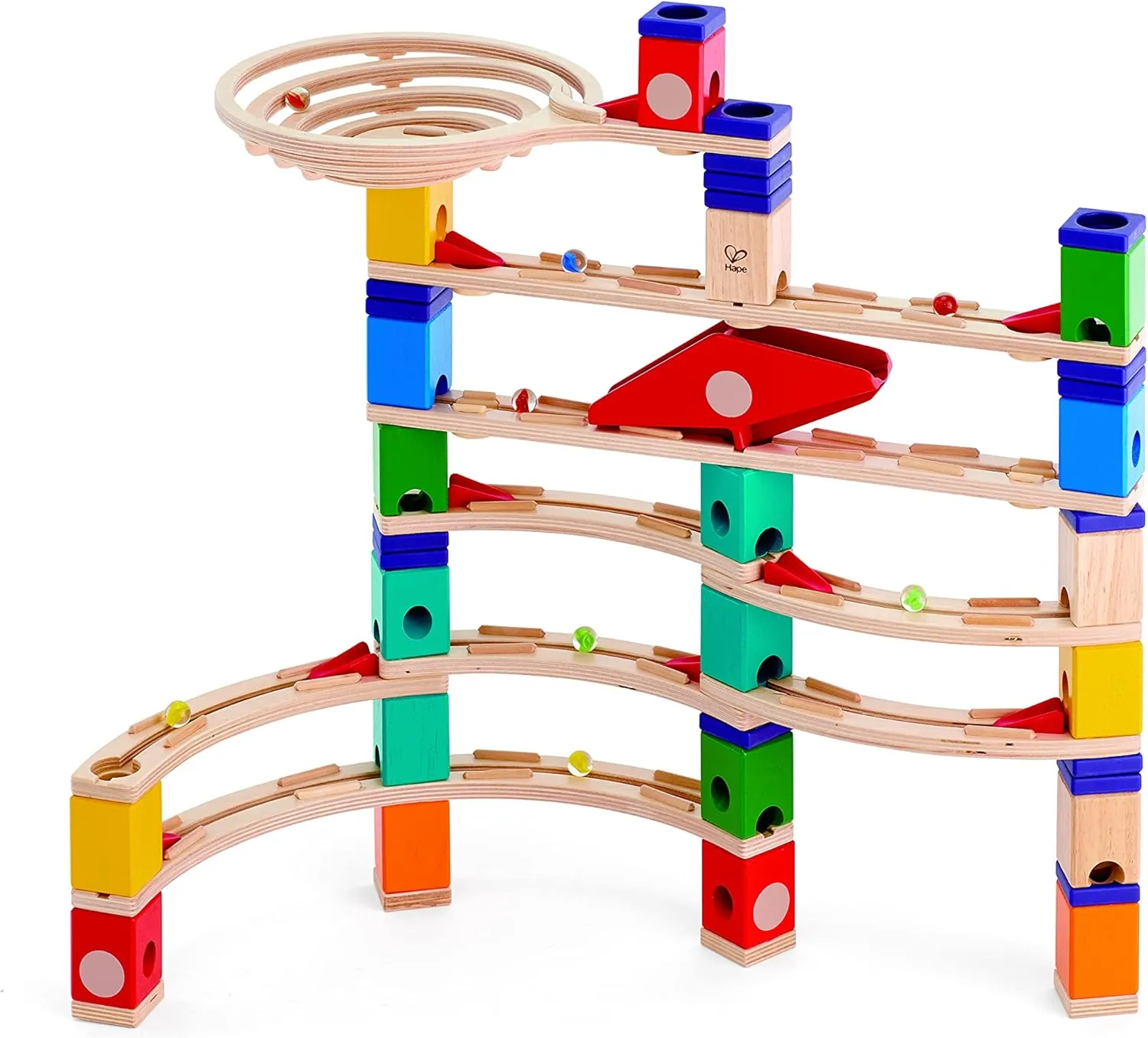 Award Winning Hape Quadrilla Wooden Marble Run Construction - The Xcellerator
