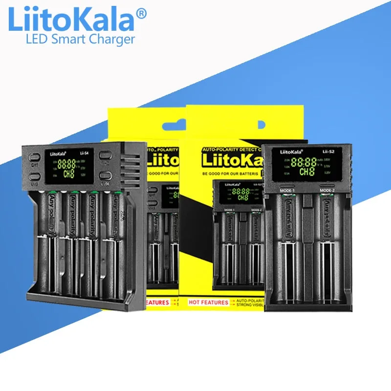 Battery Charger Lithium NiMH battery Smart Charger LiitoKala lii-S8 lii-S6 Lii-PD4 Lii-PD2 lii-S2 lii-S4 lii-402 lii-202 18650 26650 21700 lithium