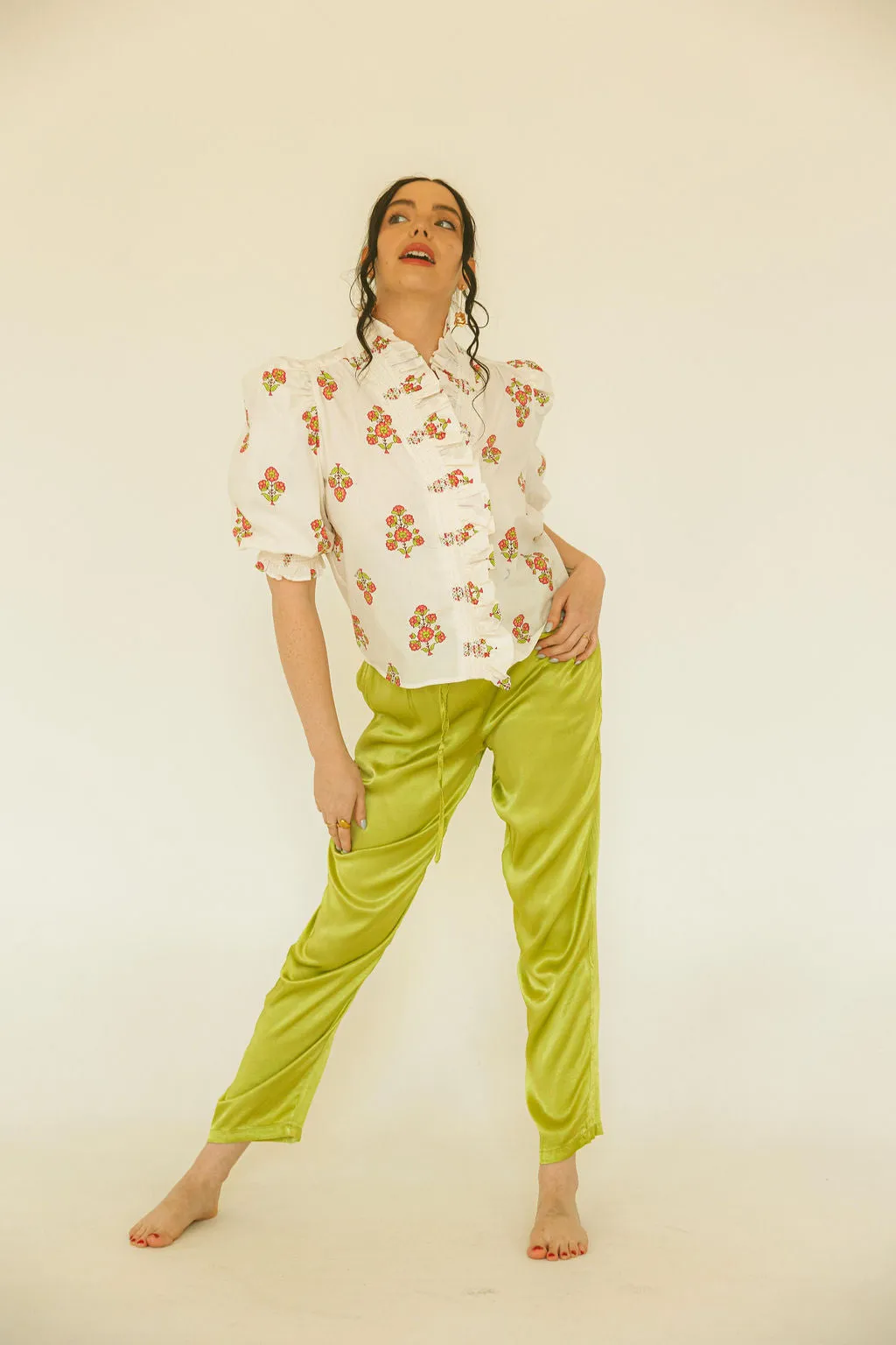 Digital London Floral Ruffle Top