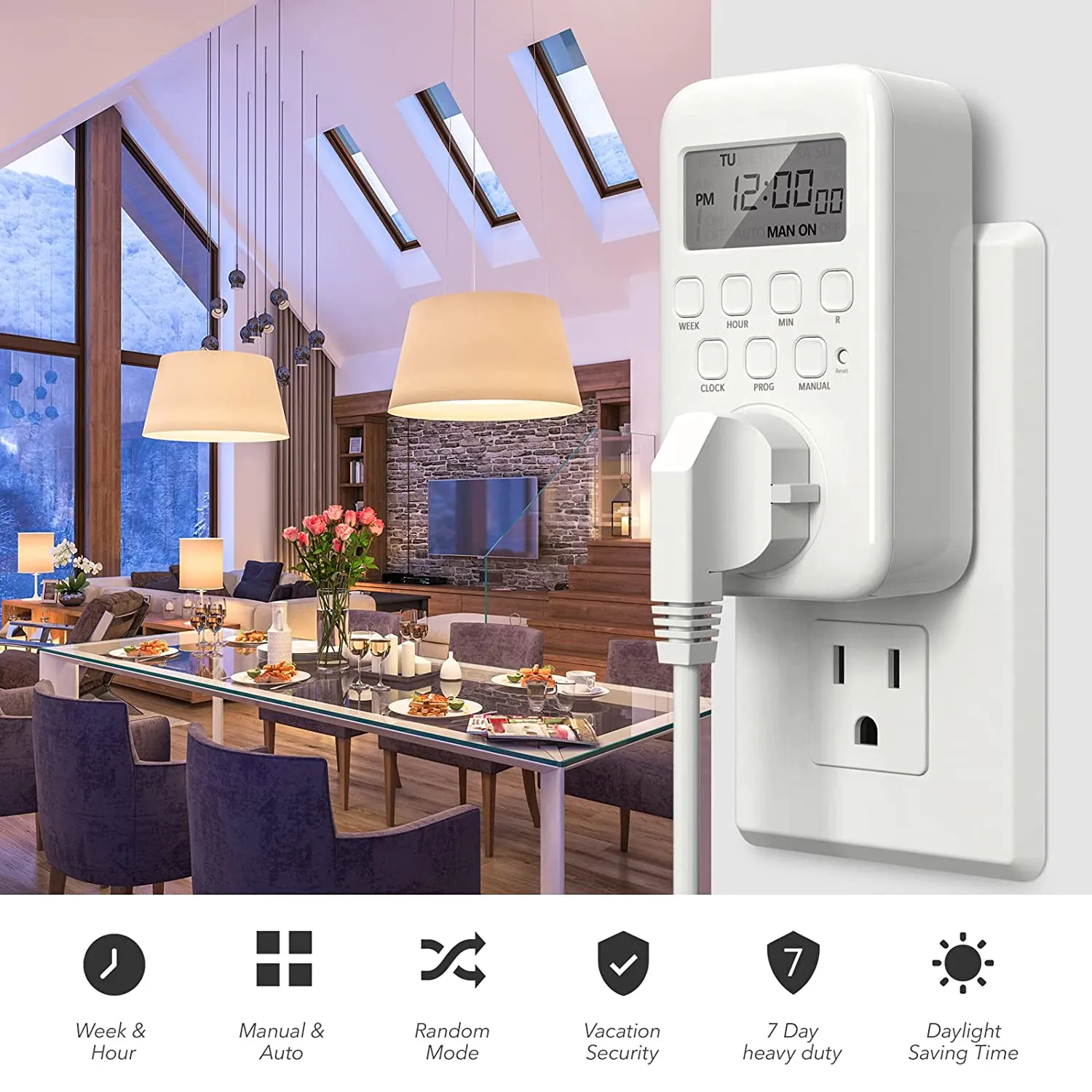 Digital Outlet 7 Day Heavy Duty Programmable  3-Prong Grounded BN-LINK
