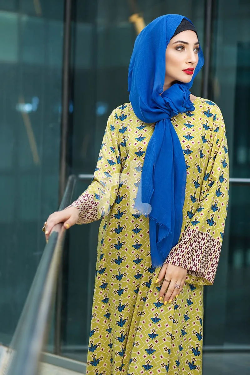 DSW19-29 Yellow Digital Printed Stitched  Fustaan  1PC