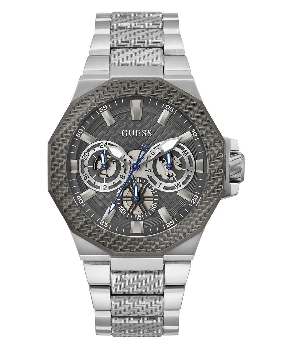 GUESS Mens Silver Tone 2-Tone Multi-function Watch