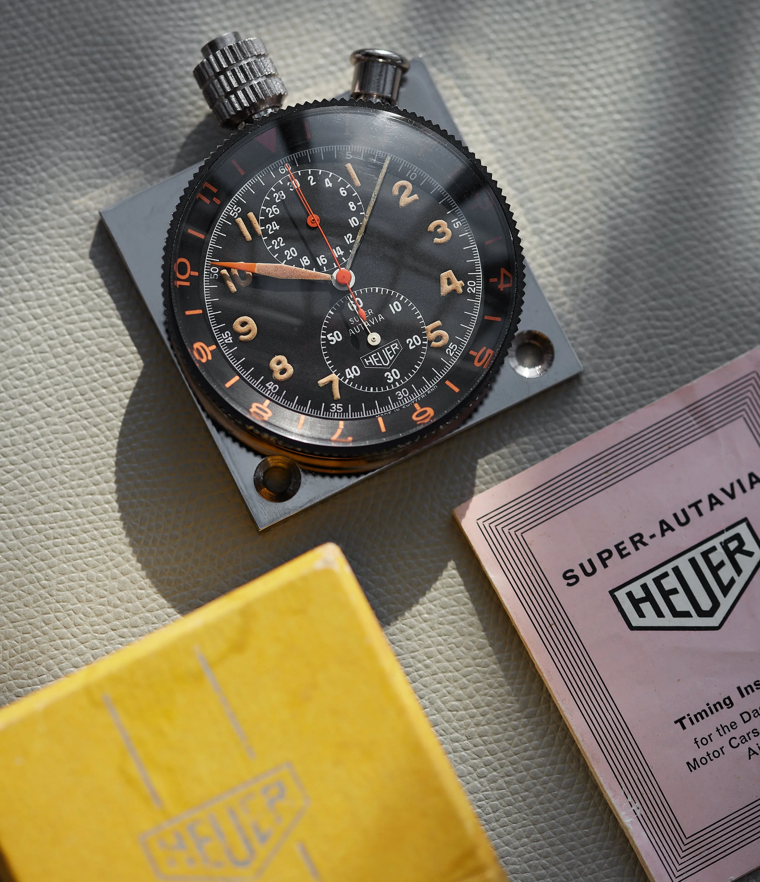 Heuer Super-Autavia Dashboard Timer | Complete Set with All Accessories
