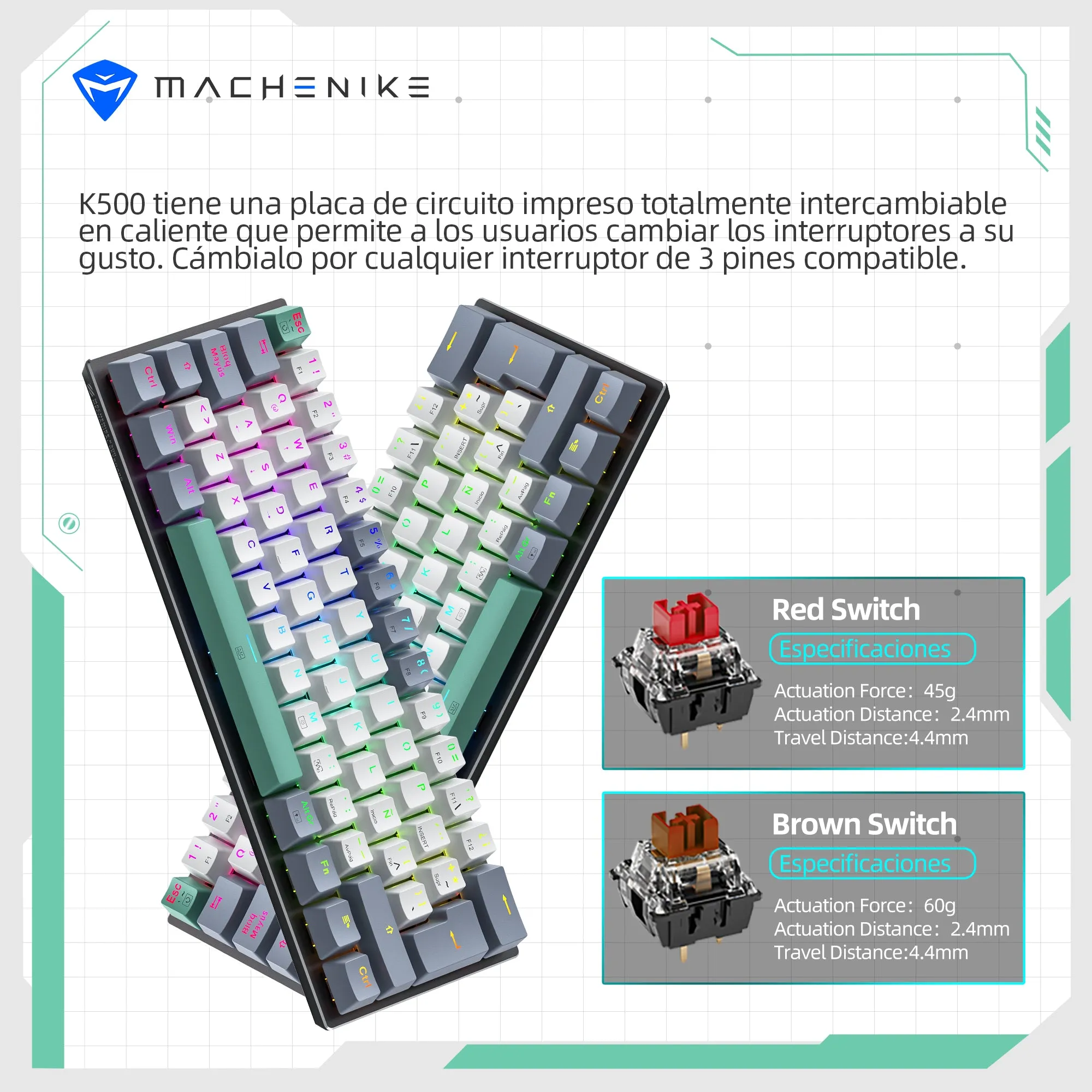 K500-B61 Wired Mechanical Keyboard - ISO Layout