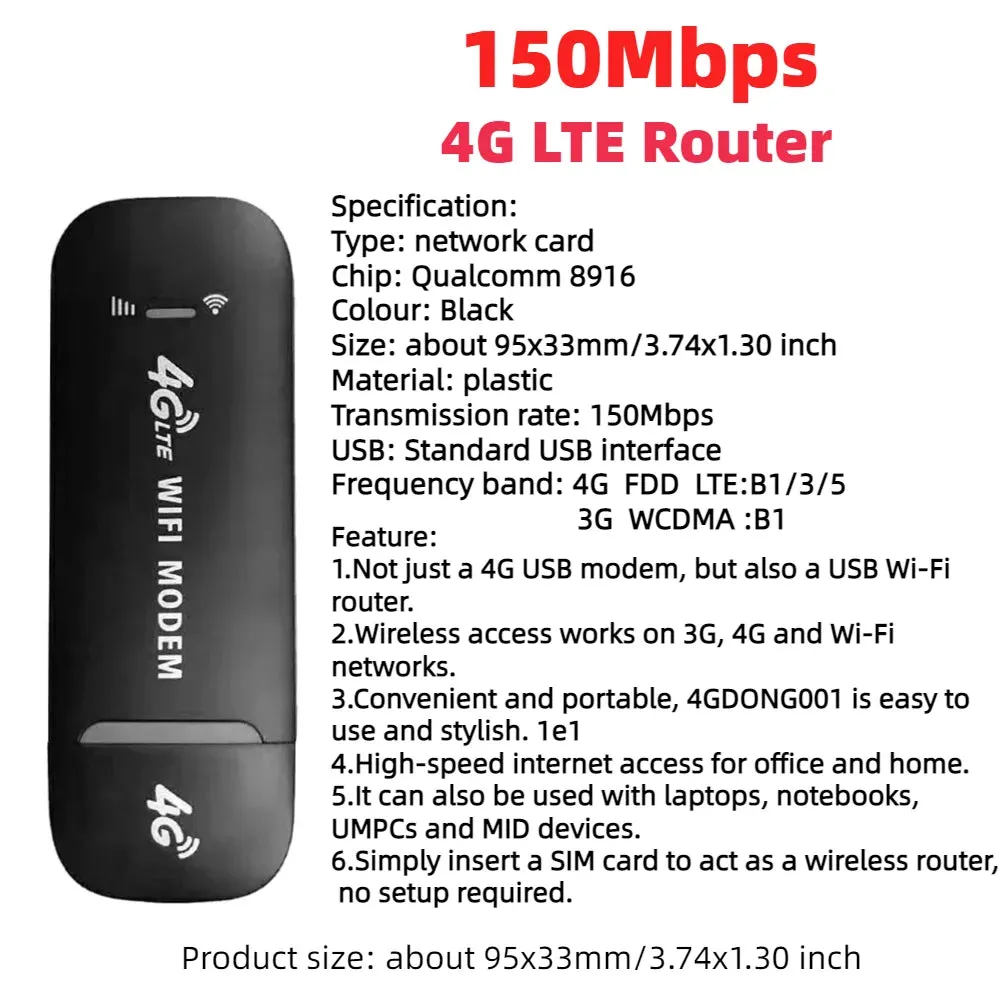 Pocket Wireless WiFi 150Mbps Portable Wireless Modem 3000mAh Mini Outdoor WIFI Hotspot with SIM Card Slot 4G Pocket WiFi Router