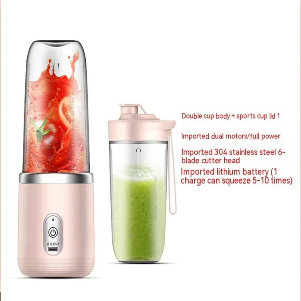 Portable Mini Fruit Blender Electric Wireless Juicer With 6 Blades For Smoothies And Shakes USB Rechargeable Mini Juicer Cup