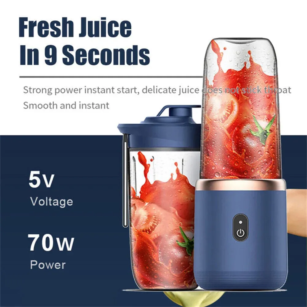 Portable Mini Fruit Blender Electric Wireless Juicer With 6 Blades For Smoothies And Shakes USB Rechargeable Mini Juicer Cup