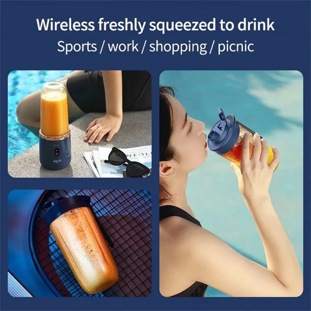 Portable Mini Fruit Blender Electric Wireless Juicer With 6 Blades For Smoothies And Shakes USB Rechargeable Mini Juicer Cup