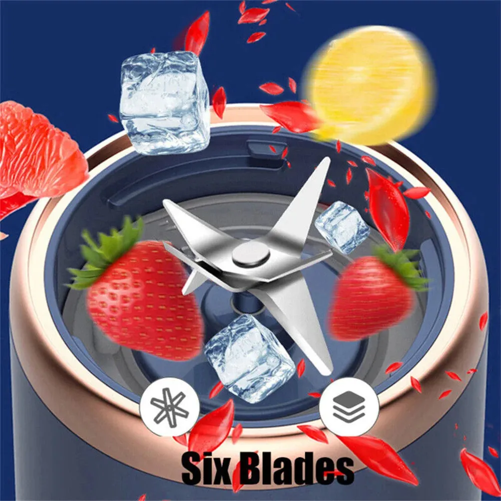 Portable Mini Fruit Blender Electric Wireless Juicer With 6 Blades For Smoothies And Shakes USB Rechargeable Mini Juicer Cup