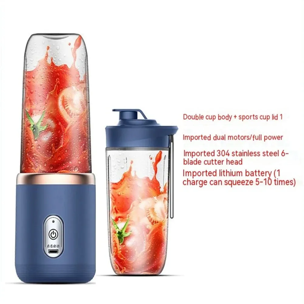 Portable Mini Fruit Blender Electric Wireless Juicer With 6 Blades For Smoothies And Shakes USB Rechargeable Mini Juicer Cup