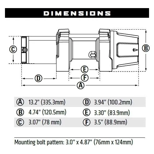 WARN VRX 2500LB (1100KG) 12V ATV WINCH WITH SYNTHETIC ROPE